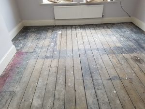Old pitch pine floorboards